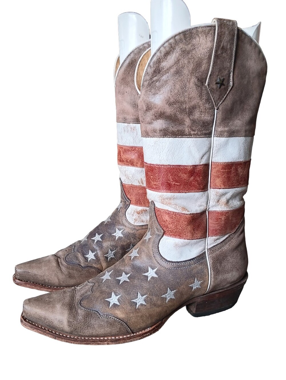 💙❤️ Roper American Flag Distressed Leather Cowboy Boots Stars Stripes 11.5 D
